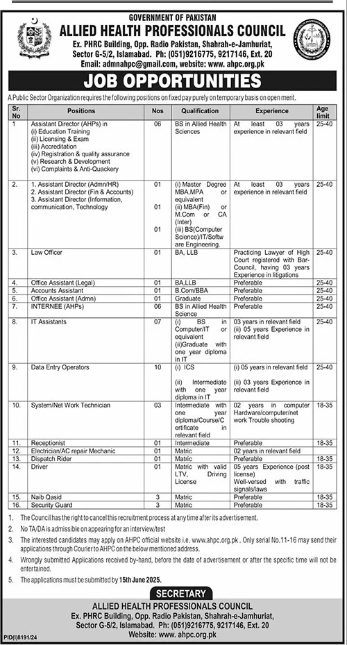 Allied Health Professionals Council GOVERNMENT OF PAKISTAN
