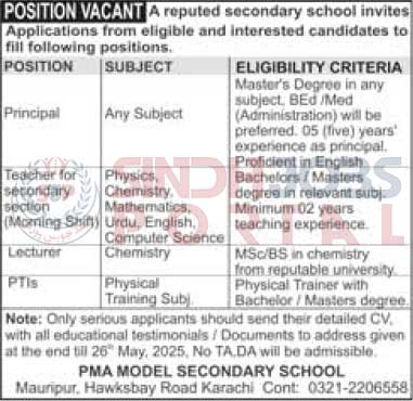 PMA-Model-School-Jobs-2025