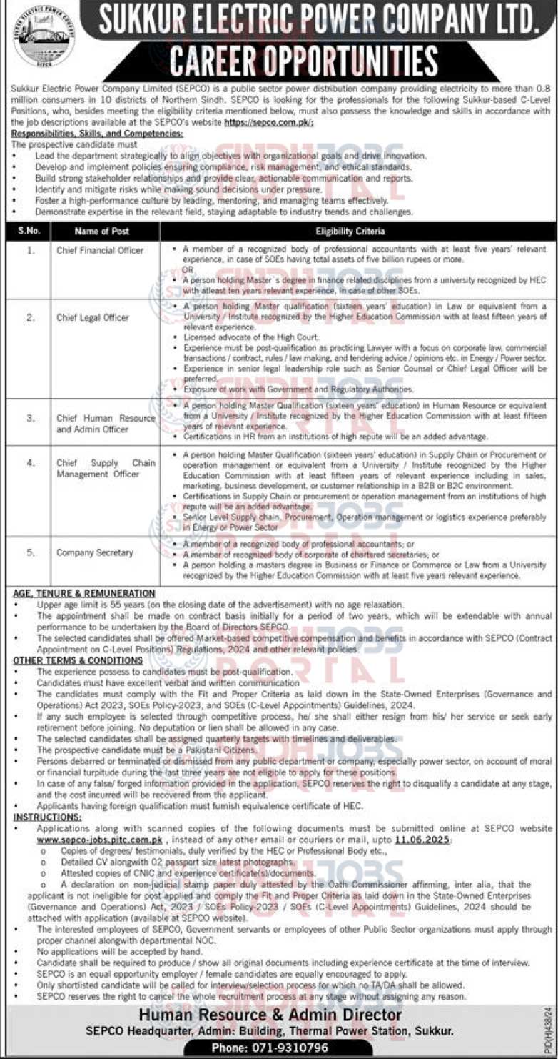 SUKKUR ELECTRIC POWER COMPANY LTD. (SEPCO) Apply 2025