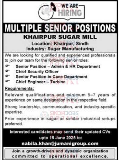 Job Opportunities – Leading Industrial Group in South Punjab (Apply by 4 June 2025)