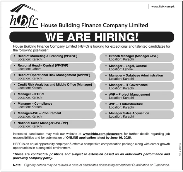 Career Opportunities at House Building Finance Company Limited