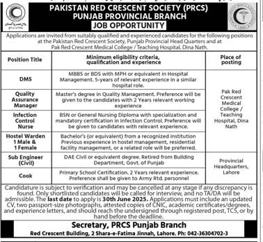 PAKISTAN RED CRESCENT SOCIETY (PRCS) PUNJAB PROVINCIAL BRANCH