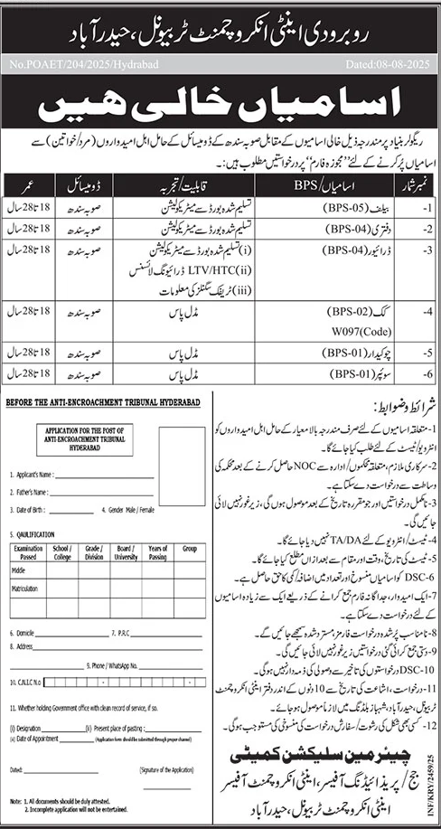 Anti-Encroachment Tribunal Hyderabad Job Vacancies 2025