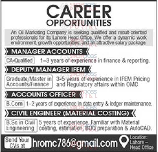 Manager-Accounts-Job-at-OMC-Lahore-for-CA-Qualified